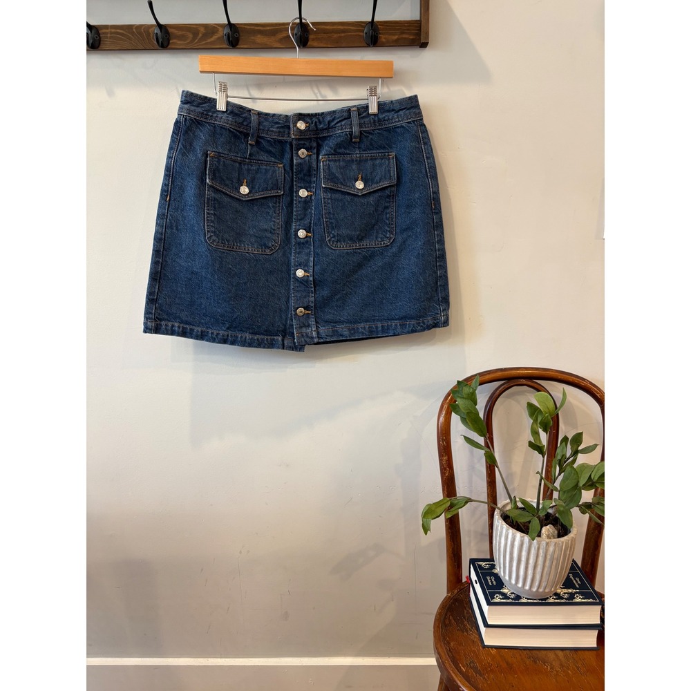 Loft Denim Button Front Mini Skirt
